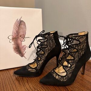 Jessica Simpson Black Lace Stiletto Heels